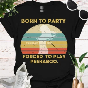 born to party, toddler mom tee black