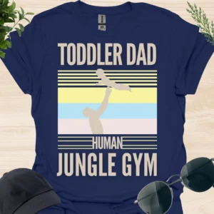 Human jungle gym, toddler dad tee navy