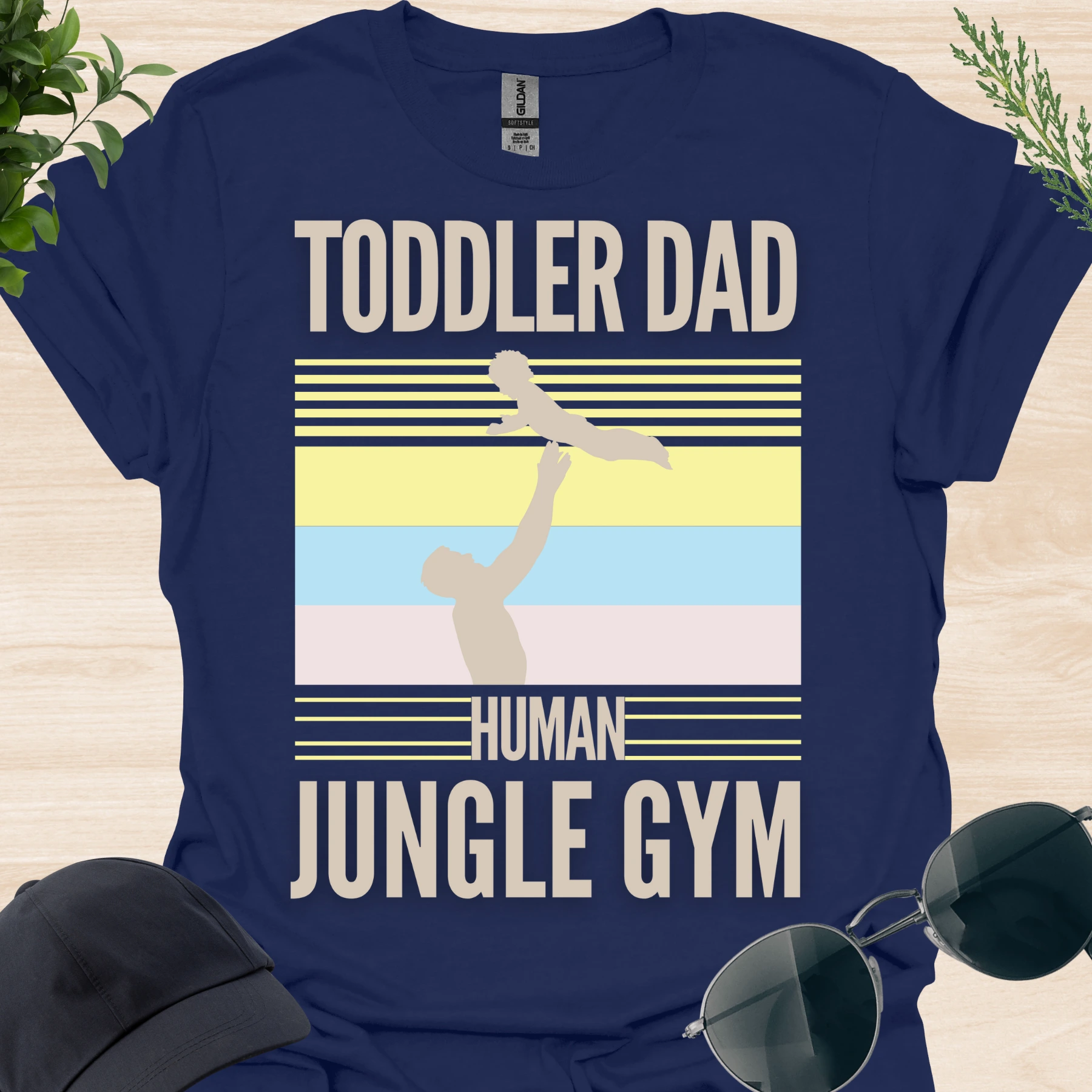 Human jungle gym, toddler dad tee navy