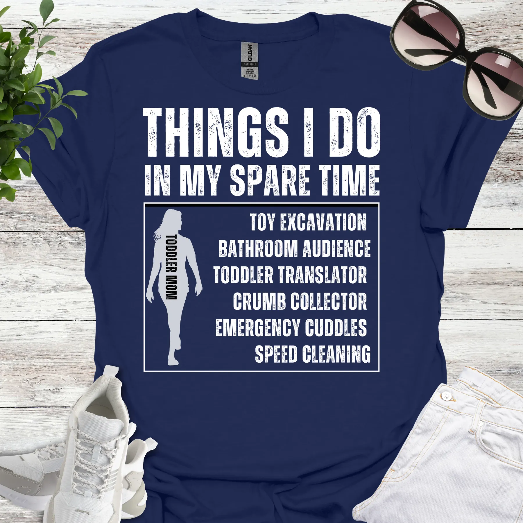 Things I Do In My Spare Time as a Toddler Mom Tee navy