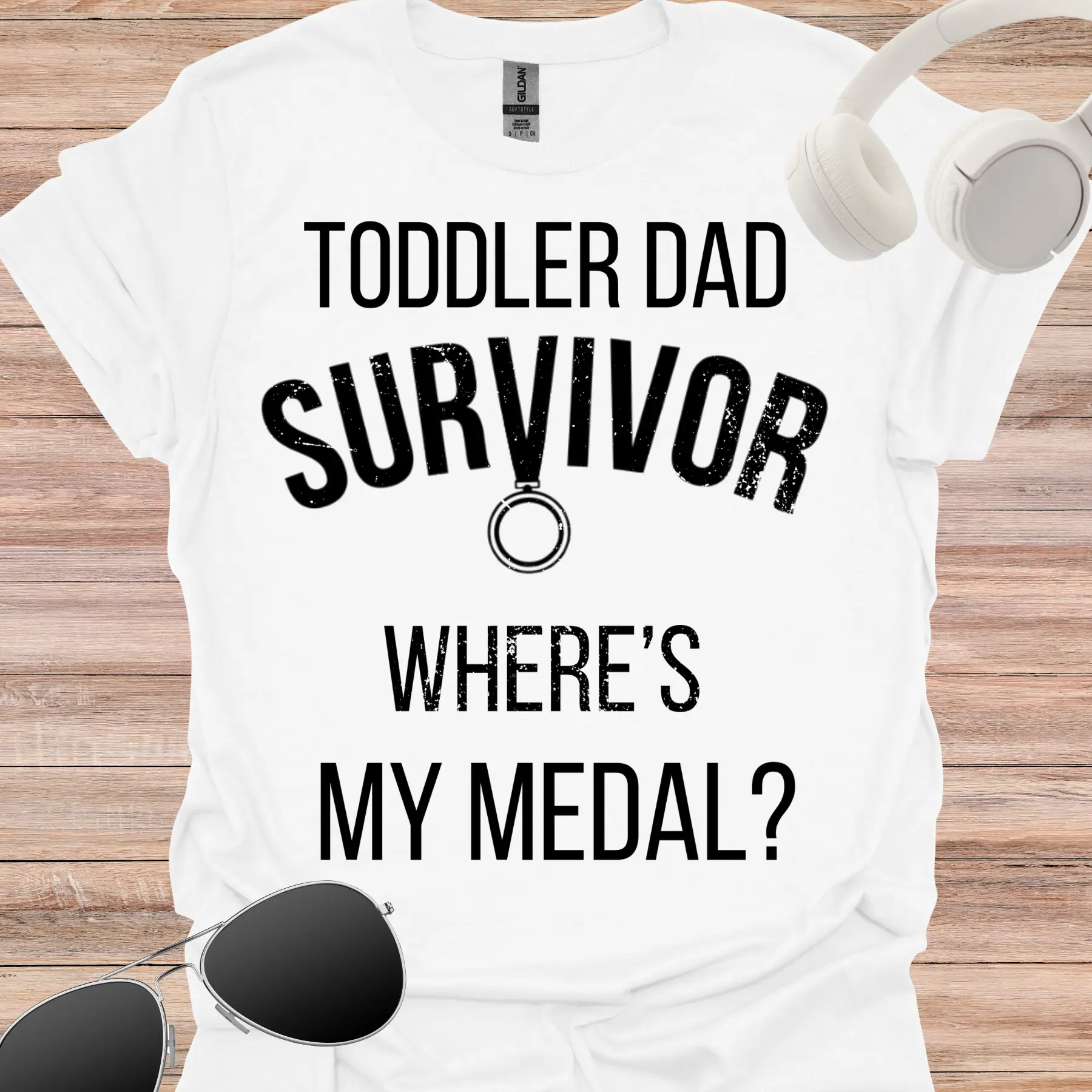 toddler dad survivor tee white