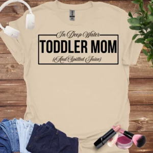 in deep water toddler mom tee sand