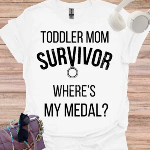 toddler mom survivor tee white