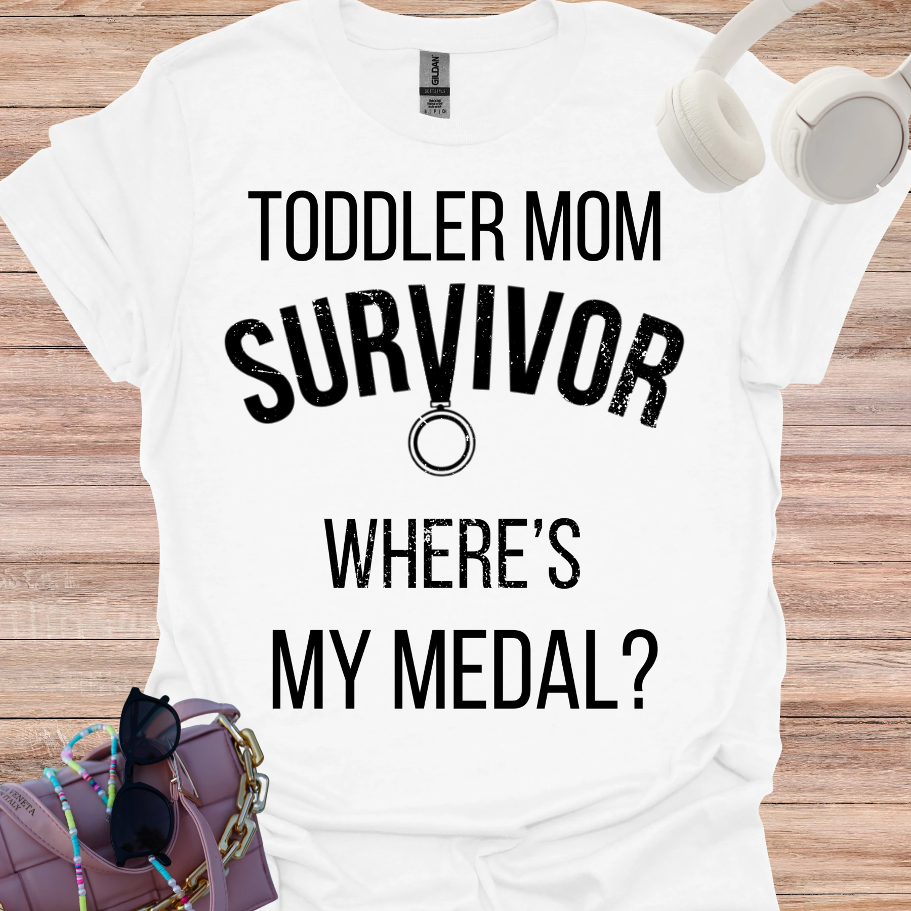 toddler mom survivor tee white