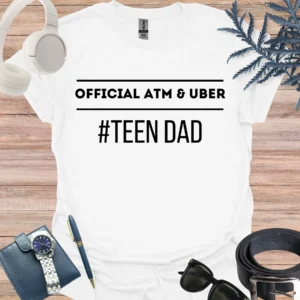 Official ATM & Uber, Teen Dad Shirt white