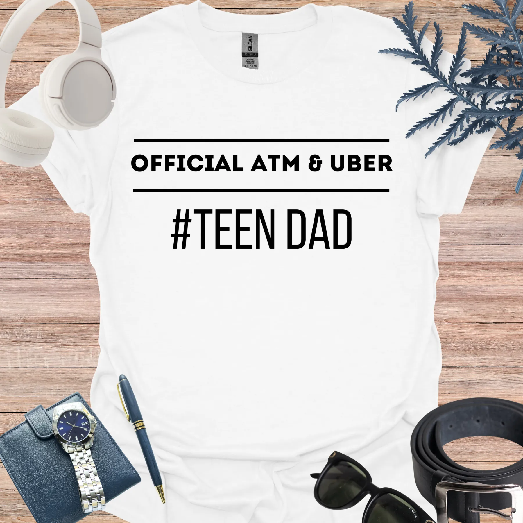 Official ATM & Uber, Teen Dad Shirt white