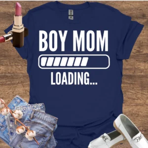 boy mom loading shirt navy