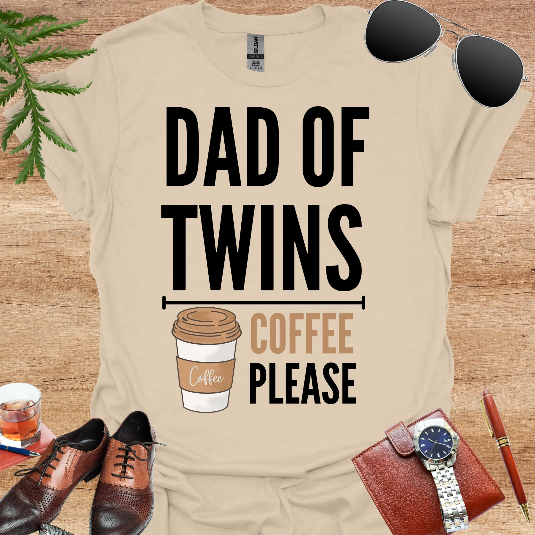 dad of twins coffee please tee sand