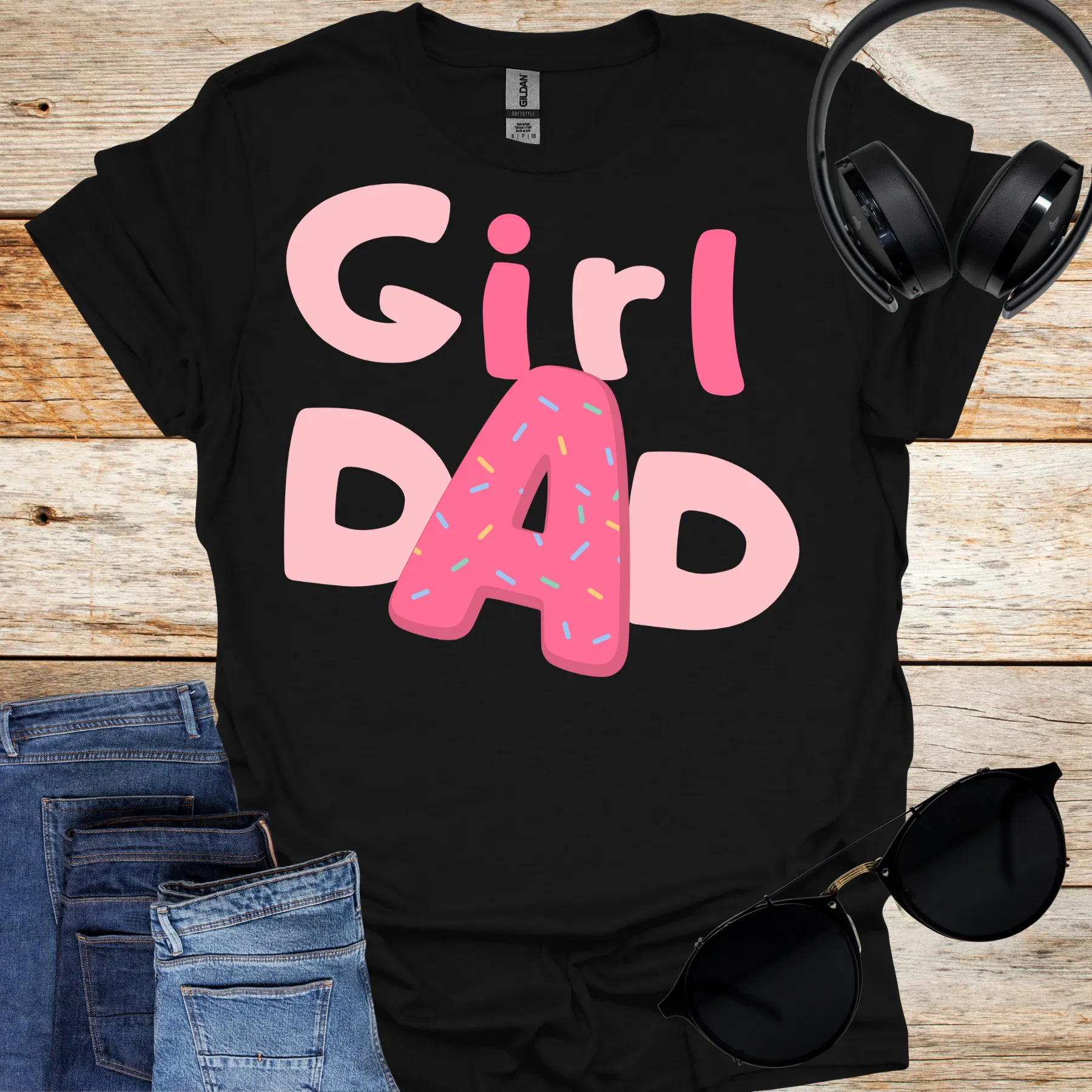girl dad shirt black