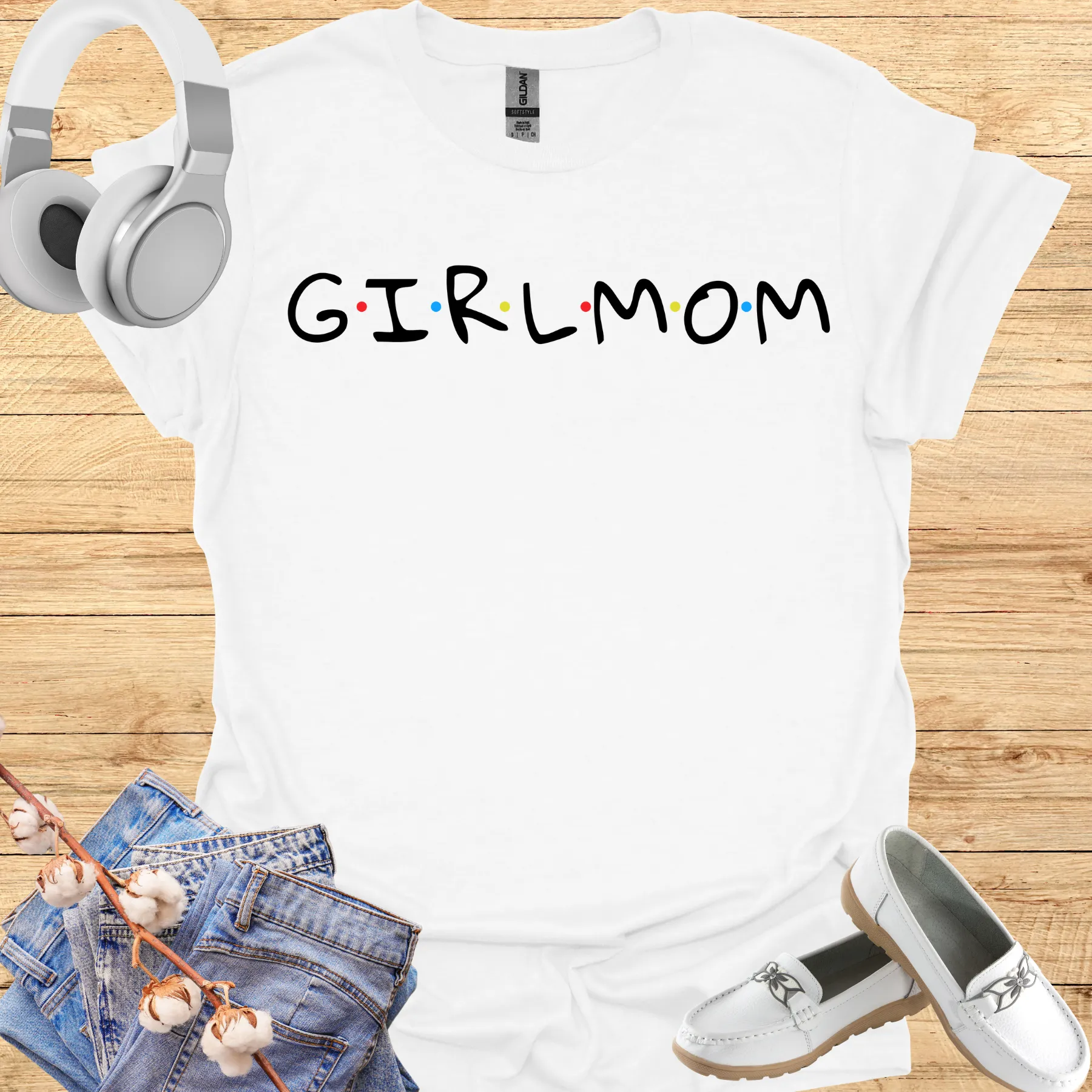 girl mom tee white