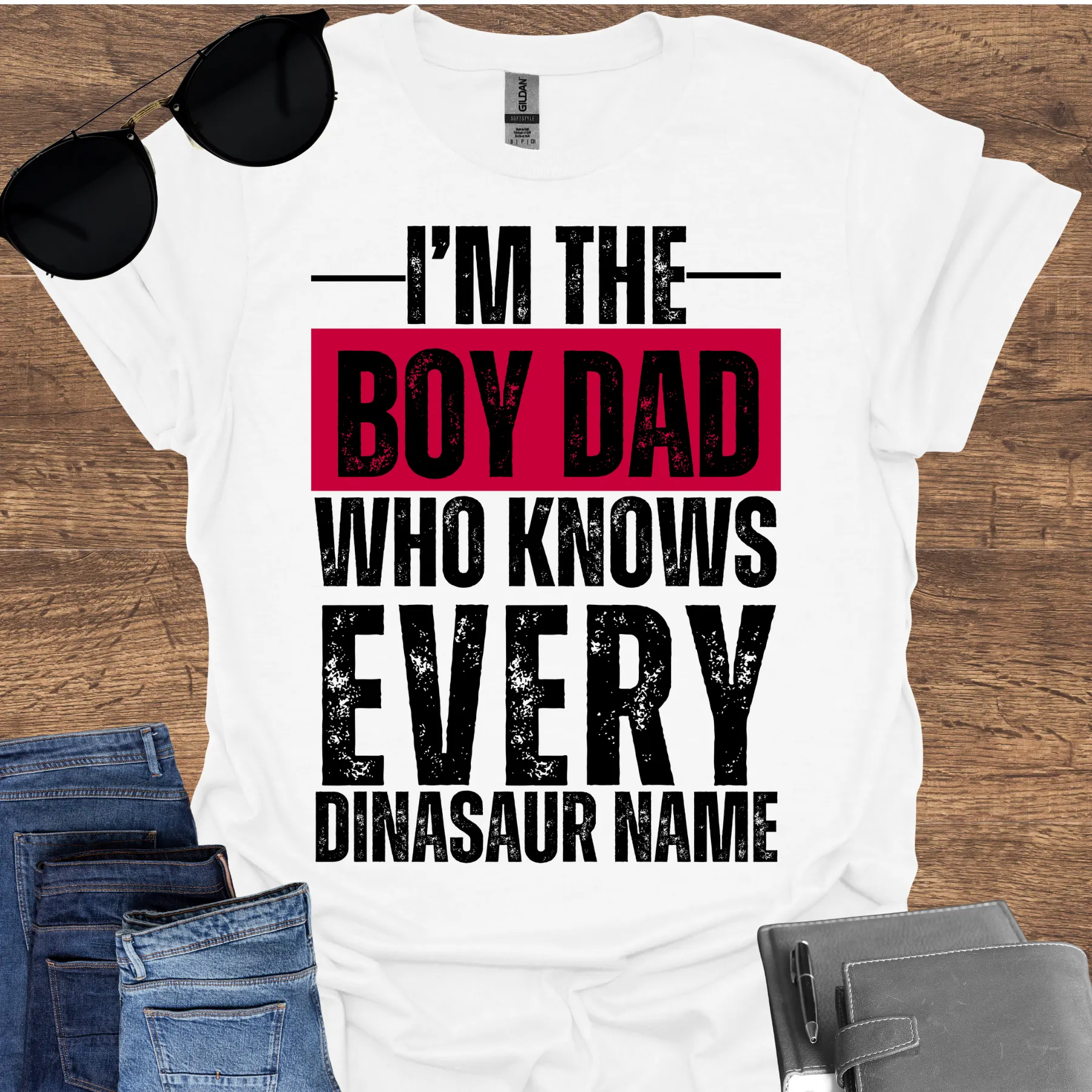 I am the Boy Dad who knows every dinosaur name Shirt white
