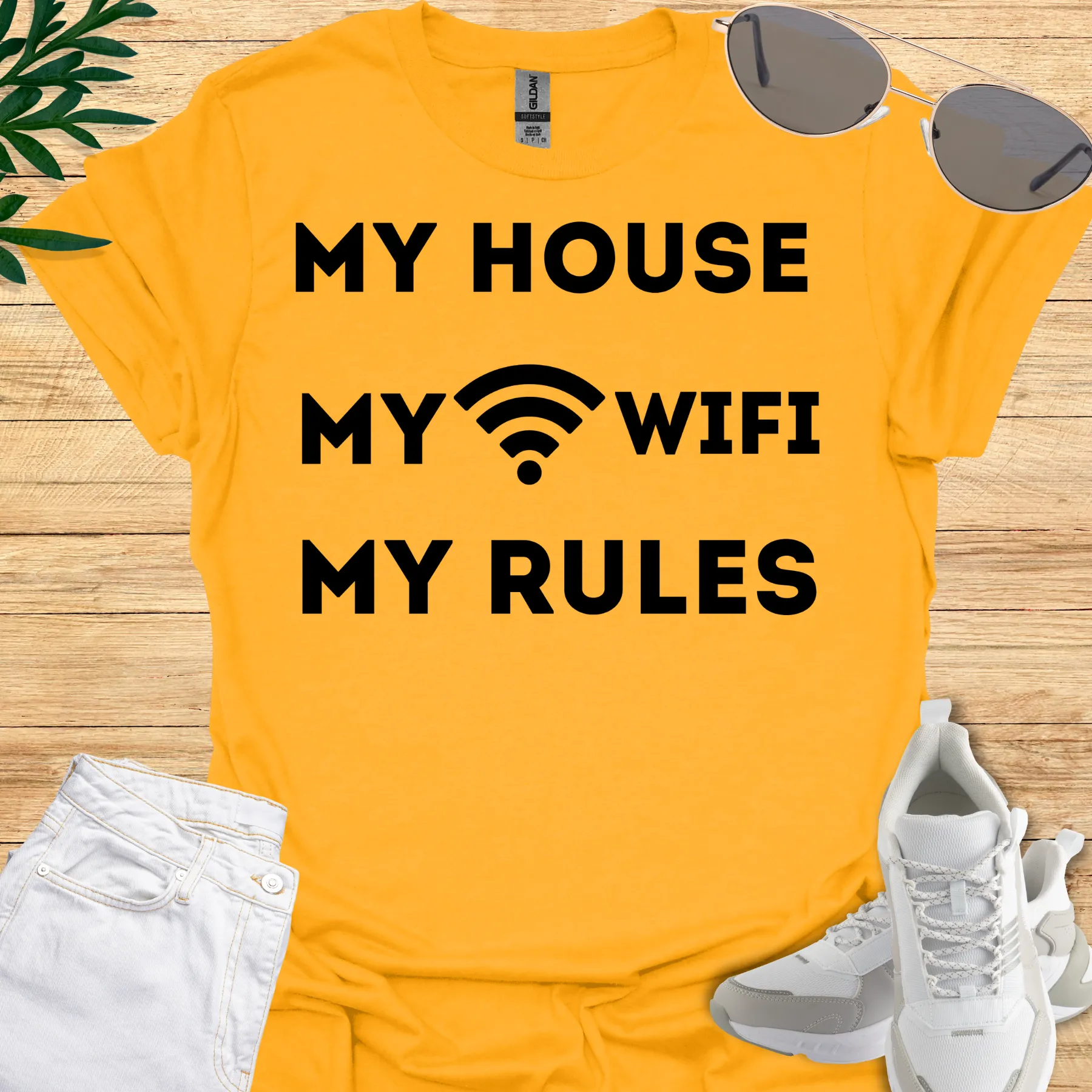 My House, My WIFI, my rules Teen Parent Tee gold