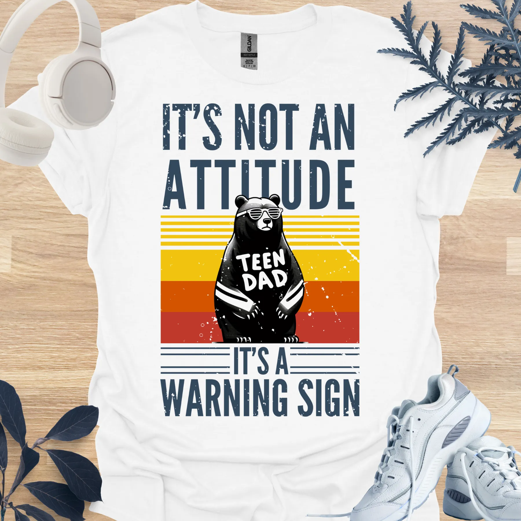 it's not an attitude, it's a warning sign teen dad tee white