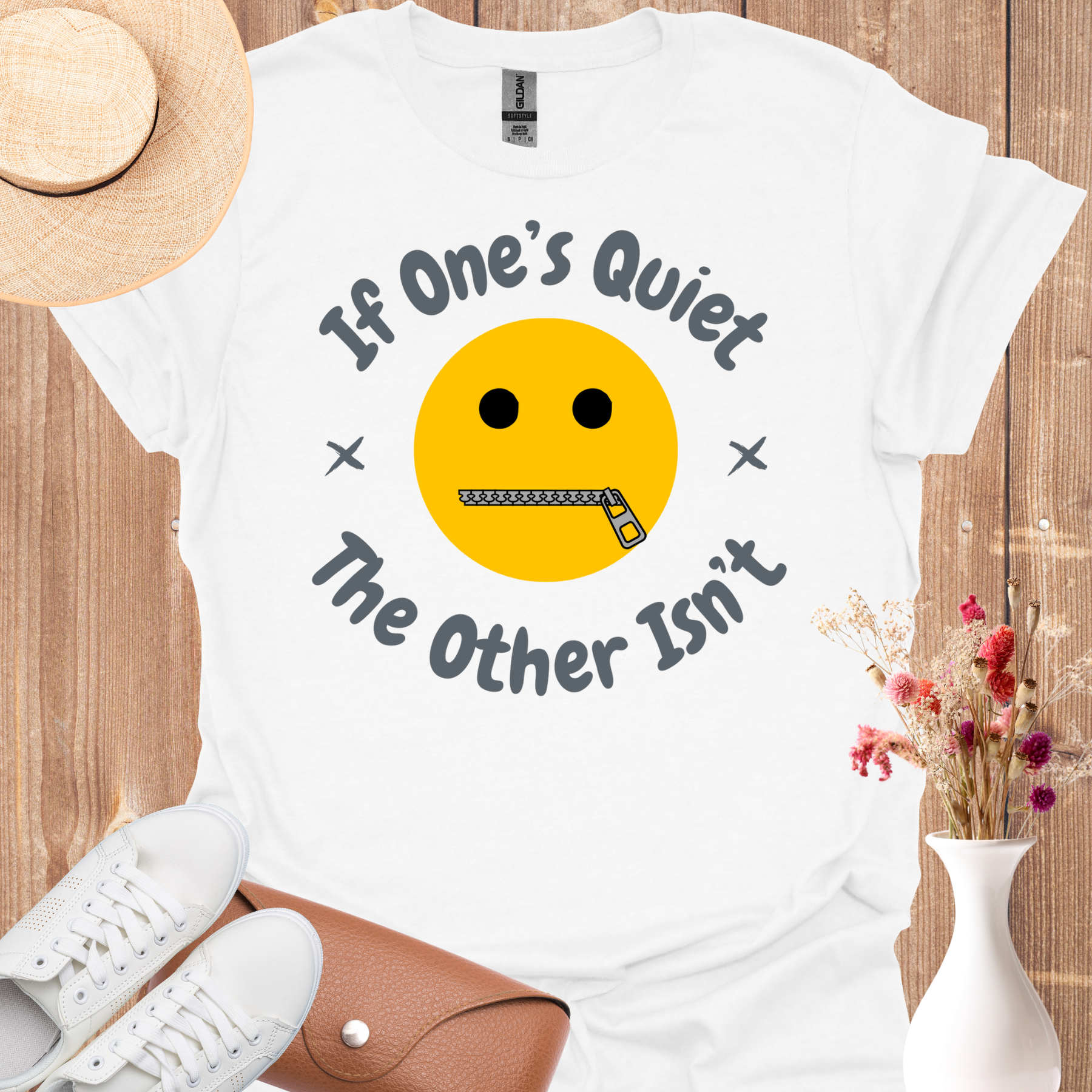 "If One is Quiet, The Other Isn't" tee white