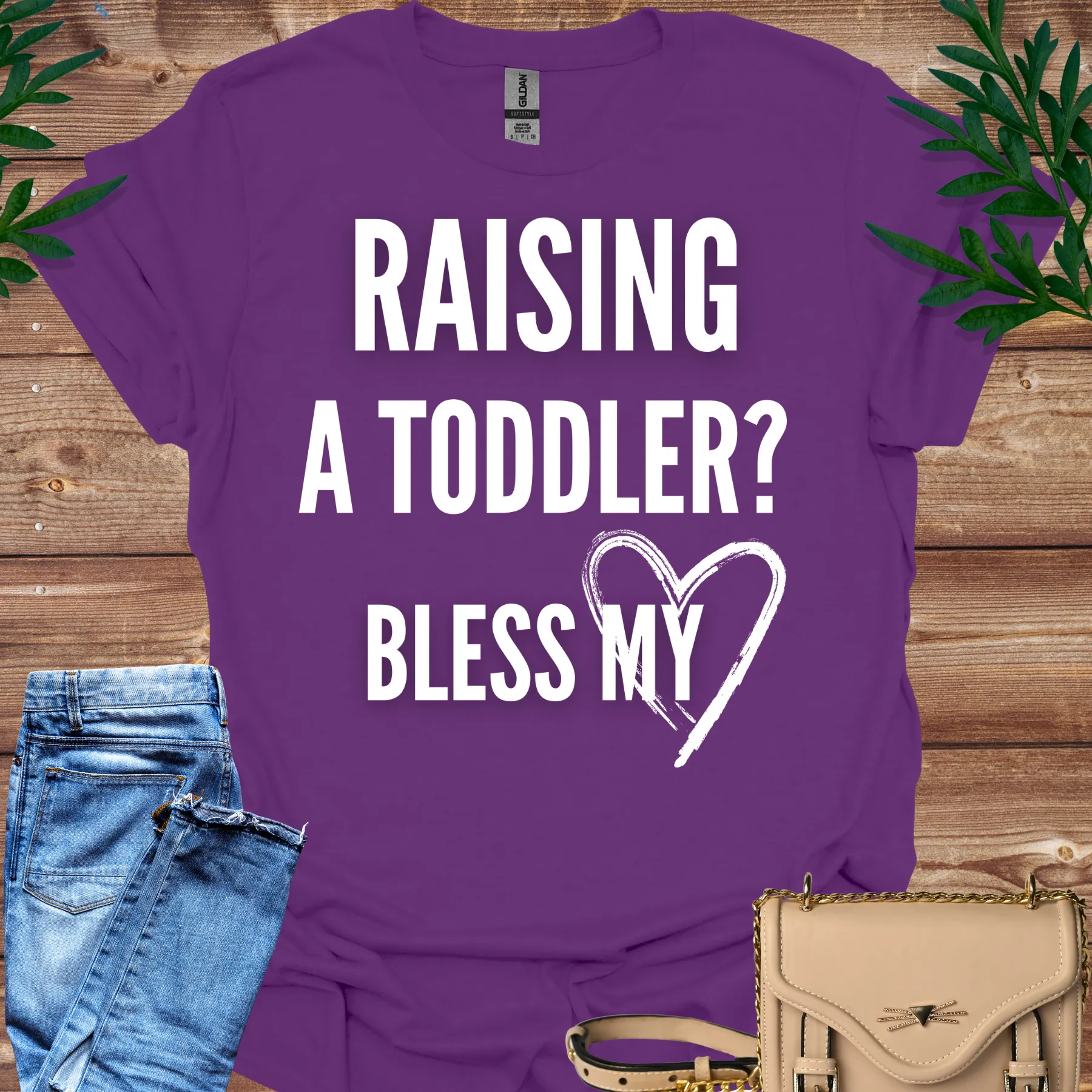 raising a toddler, bless my heart tee purple