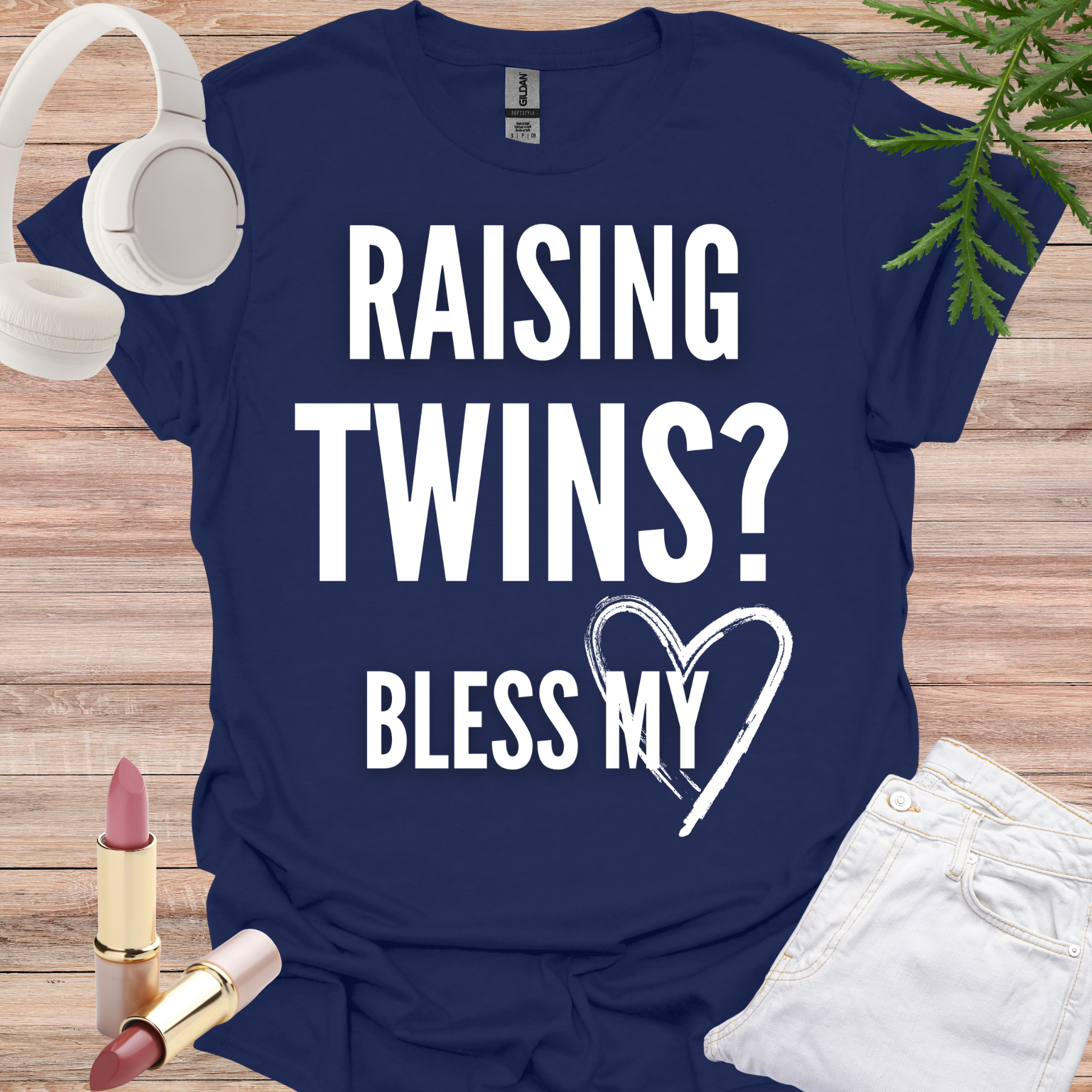 raising twins, bless my heart shirt navy