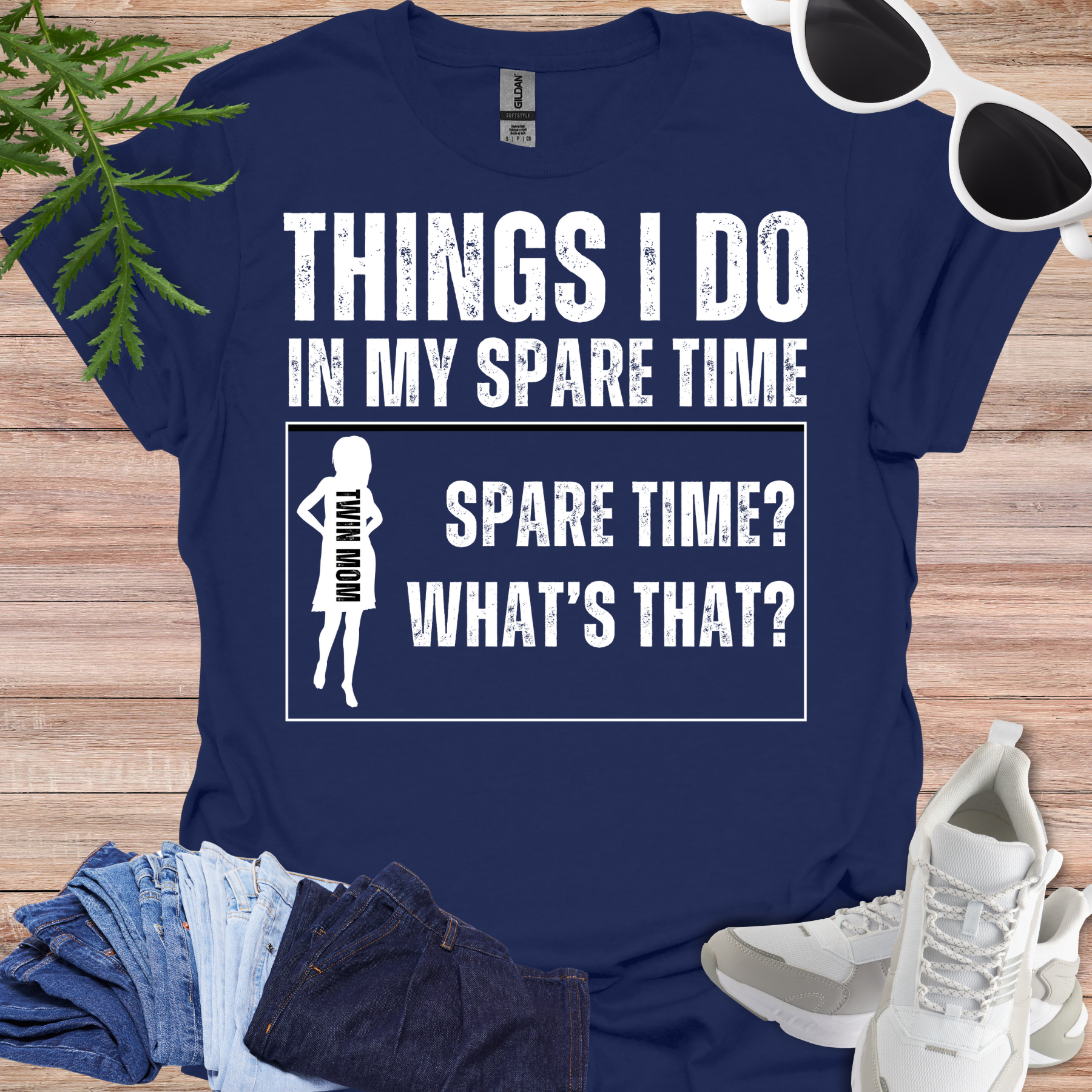 things I do as a twin mom tee navy