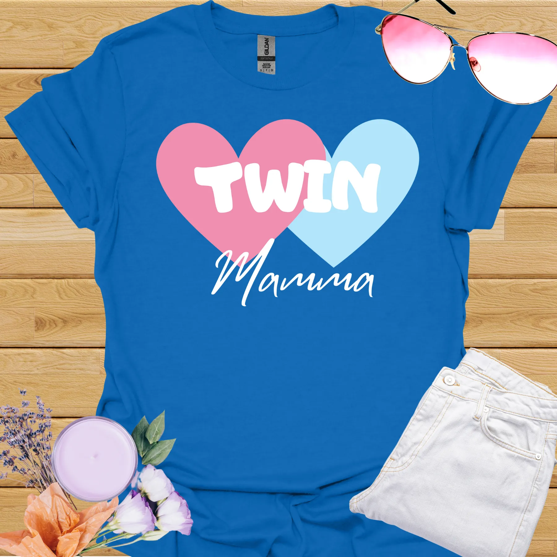 twin mamma hearts tee royal