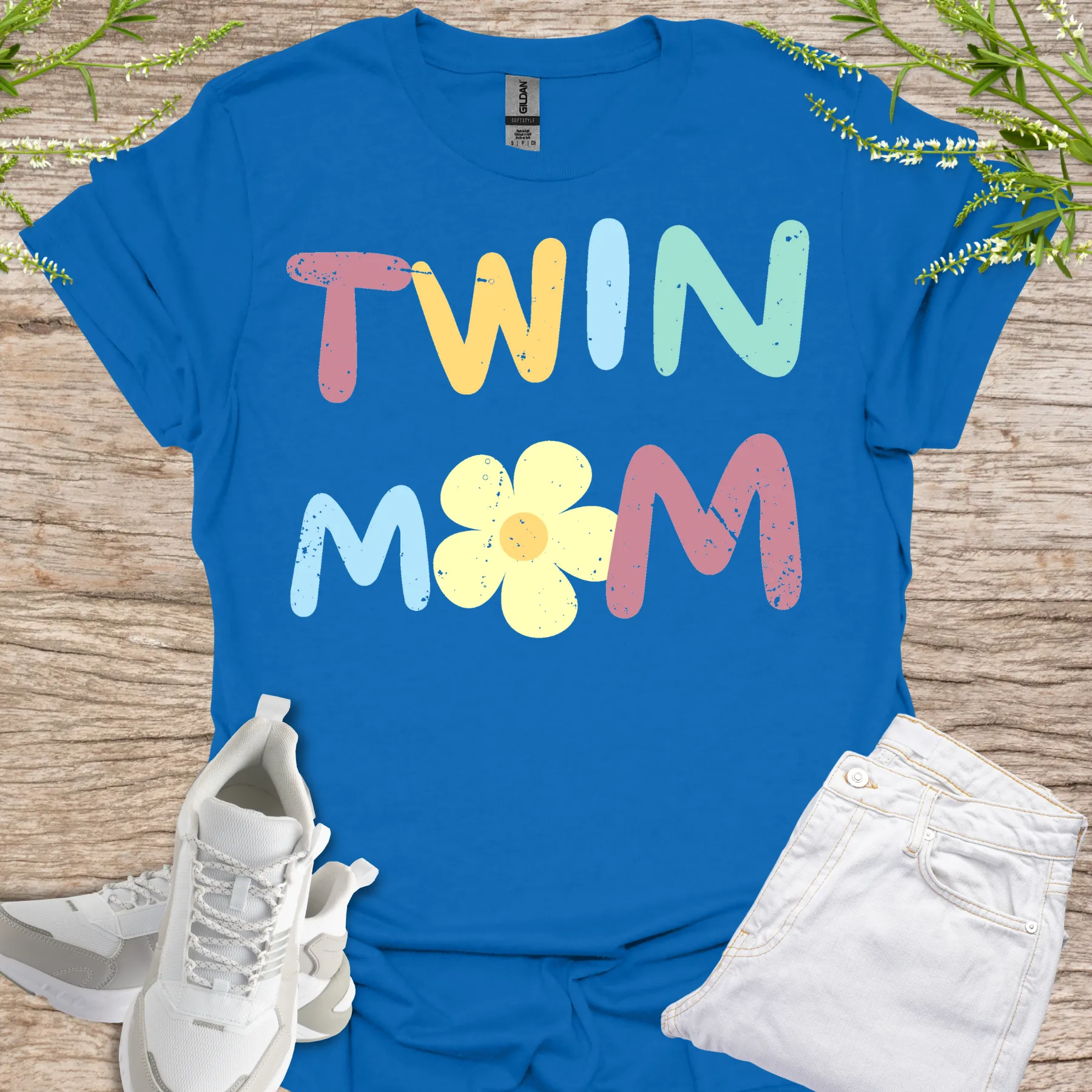 twin mom flower tee royal