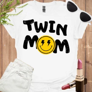 twin mom smiley tee white