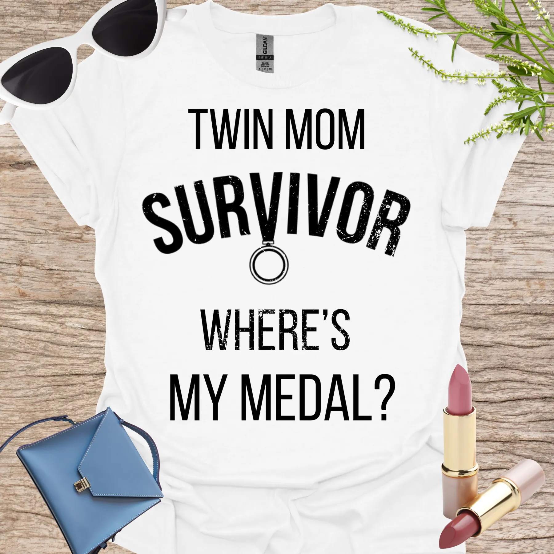 twin mom survivor tee white